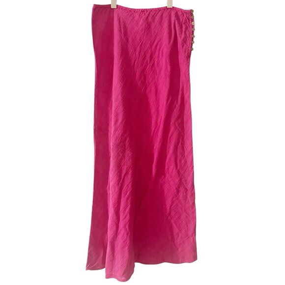 Free People Pink Magenta Skirt Size M Boho Coachella Hippie Festival Linen Blend - Picture 2 of 4